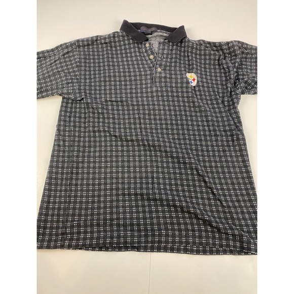 Antigua Other - Vintage Antigua Pittsburgh Steelers Medium Black Checkered‎ Polo